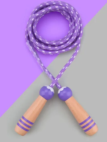 Vista 7 de Lorvain Cuerda de saltar para niños, cuerdas de saltar ajustables para niñas y niños pequeños, cuerda de saltar de algodón con mango de madera