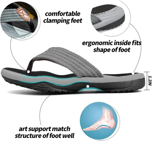 Vista 3 de MGGMOKAY Sandalias cómodas para hombre, con soporte de arco, sandalias casuales con correa en T para hombre, sandalias de verano para la playa