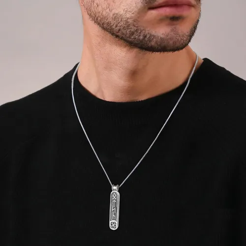 Vista 11 de Viking Rune Formula Pendant Necklace for Men Women - 925 Sterling Silver - Norse Nordic Celtic Jewelry - Runes Protection Amulet - Matching