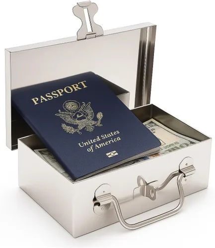 Vista 3 de Bin Buddy Caja de almacenamiento de acero para candado, diseño compacto de 7 x 4 x 2 pulgadas, ideal para almacenar joyas, reliquias, pasaportes