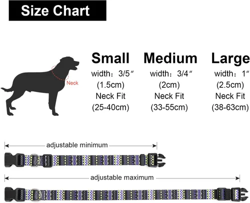 Vista 4 de Collar de perro ajustable con patrones, collar de mascota de nailon suave ultra cómodo y transpirable para perros pequeños, medianos y grandes
