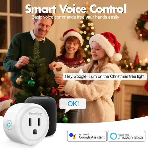 Vista 4 de DeeprClean Mini enchufes inteligentes que funcionan con Alexa, enchufe Wifi compatible con Google Assistant, toma controlada por aplicación