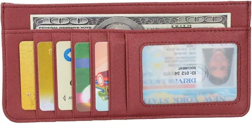 Vista 6 de ARRIZO Cartera delgada para tarjetas de crédito para mujer, con bolsillo con cremallera para efectivo, moneda, recibo, tarjeta de identificación