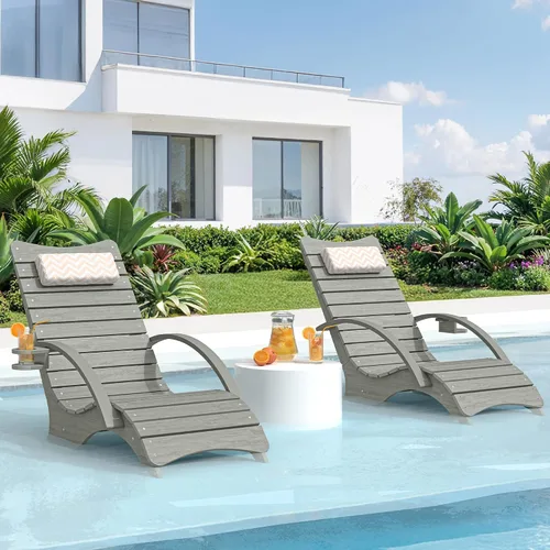 Vista 17 de Juego de 2 sillas de piscina con reposabrazos y portavasos, 8-10 Blanco