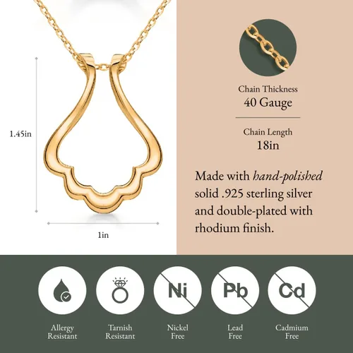 Vista 5 de Ring Holder Necklace - Sterling Silver Necklace with Gold Finish - Engagement Gift for Doctors & Nurses - Gold Jewelry for Mom or Grandmother