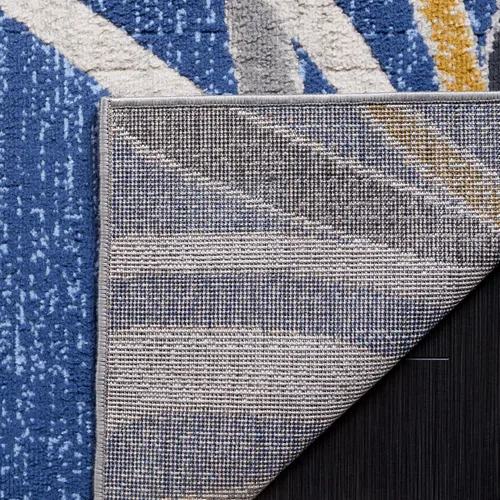 Vista 4 de SAFAVIEH Odyssey Collection - Alfombra de pasillo de 2 pies 2 pulgadas x 8 pies, marfil azul y dorado, diseño abstracto moderno, ideal para zonas