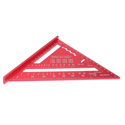 Vista 7 de ViaGasaFamido Carpintero triangular Die Cast aleación de aluminio Rafter 7 pulgadas Layout Tool Triángulo Regla transportador para medir el marcado