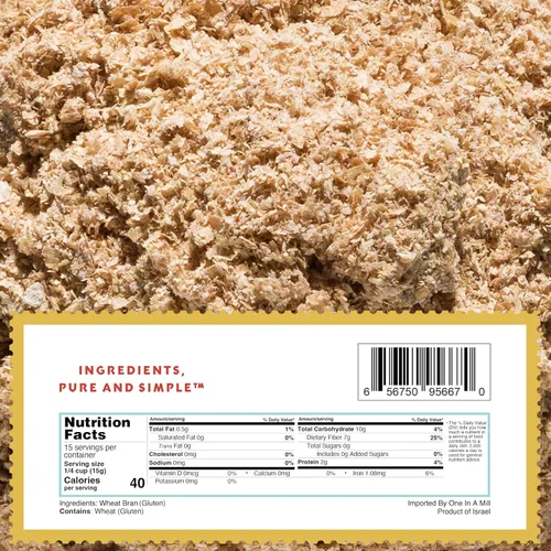 Vista 7 de One in a Mill Salvado de trigo con alto contenido de fibra, totalmente natural para hornear, tostar, cereales, batidos, magdalenas y galletas
