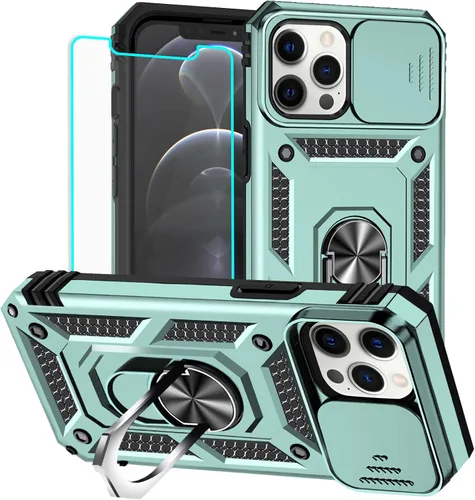 Vista 32 de HNHYGETE Funda para iPhone 12 Pro Max con protector de pantalla: [grado militar de 20 pies probada en caídas] Funda protectora para cámara Negro