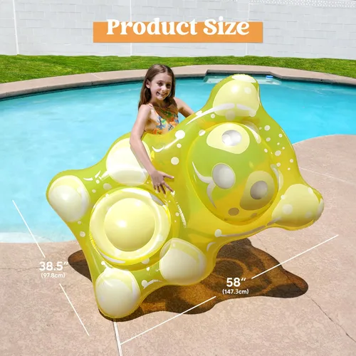 Vista 4 de SLOOSH Flotadores inflables de oso de goma de 60 pulgadas para piscina, divertidos flotadores para piscina, juguetes para decoración de fiesta