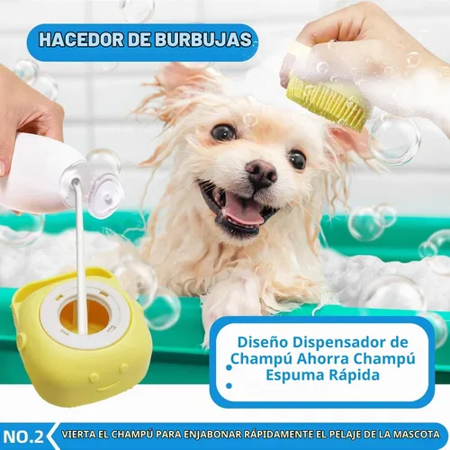 Vista 3 de Kit de Aseo para Baño con Cepillo de Pelo, Toalla y Guantes de Limpieza - Cepillo Slicker 6-en-1 para Perros y Gatos que Sueltan Pelo, Azul