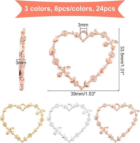 Vista 2 de OLYCRAFT 24pcs aleación corazón forma resina marco colgantes para resina pendientes y collar fabricación