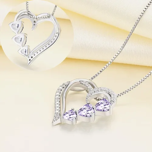 Vista 5 de YL Collar de corazón de plata de ley 925 con colgante de corazón y corazón para mujer