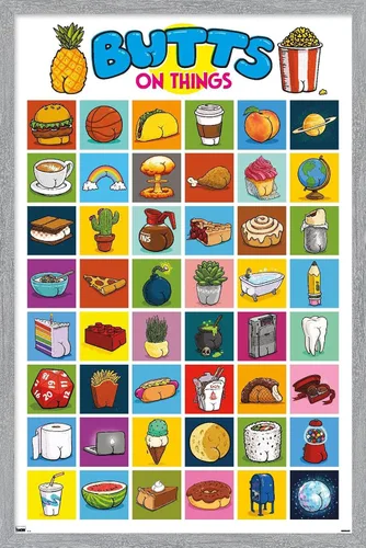 Vista 16 de Trends International Brian Cook: Butts on Things - Póster de collage de pared, 22.4 pulgadas de largo x 14.7 pulgadas, versión enmarcada de madera