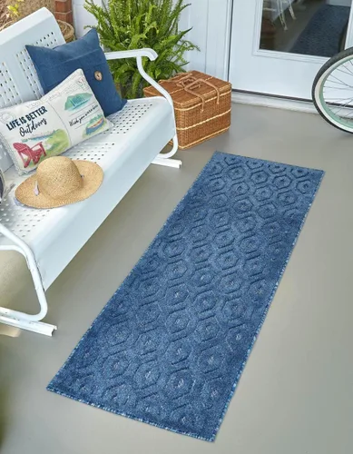 Vista 27 de Unique Loom Outdoor Trellis Textured Collection - Alfombra espacial (2 x 3 pies, rectangular, aguamarina y marfil)