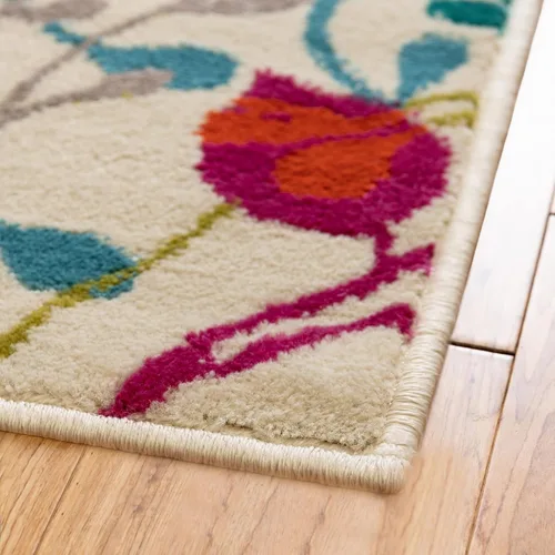 Vista 7 de Unique Loom Azalea Collection - Alfombra de área Indica (2 pies x 3 pies 1 pulgada, rectangular, marfil y gris)