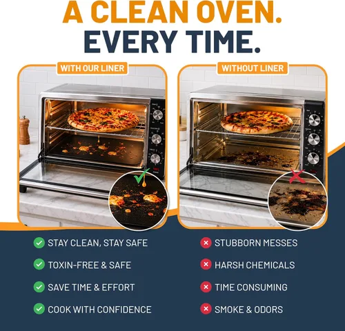 Vista 5 de Revestimientos para horno tostador para la parte inferior del horno (paquete de 2) revestimientos reutilizables antiadherentes resistentes al calor