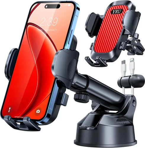 Vista 15 de YRU Soporte de teléfono celular para salpicadero de automóvil, con patente y grado militar, soporte de teléfono celular para ventilación de Negro