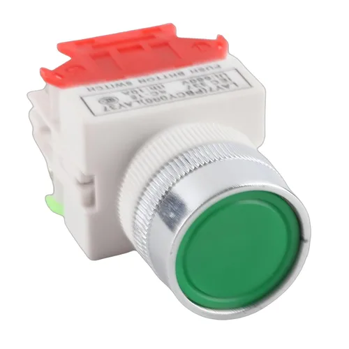Vista 5 de Interruptor momentáneo, reinicio automático interruptor de botón de cabeza plana 0.866 in montaje LAY37-11BN (verde)