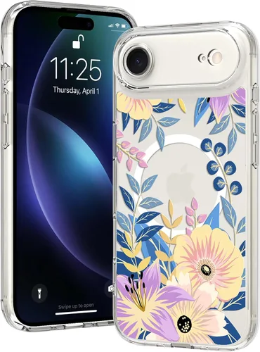 Vista 43 de OOK Magnetic for iPhone 17 Case Clear Pretty Flower Girls Women [Not Yellowing][Screen Protector] [ MagSafe Compatible] with Full Camera Lens