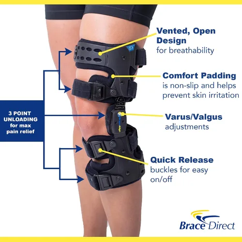 Vista 5 de Brace Direct Descargador de osteoartritis Rango ajustable de control de movimiento Rodillera para reducción de carga de dolor de rodilla, dolor