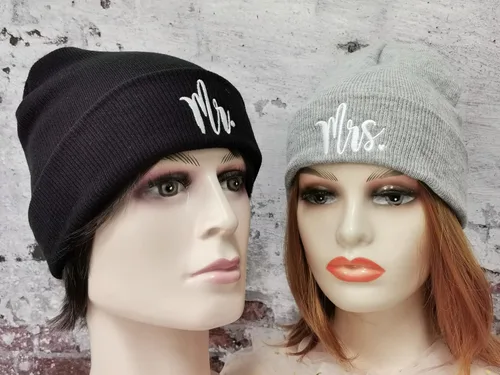 Vista 6 de Hepandy Gorros de punto Mr and Mrs para hombre y mujer