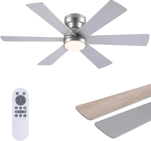 Vista 22 de Asyko Ventiladores de Techo con Luces, Ventilador de Techo de Perfil Bajo de 46" con Luz y Control Remoto, Montaje al Ras, Reversible, Regulable