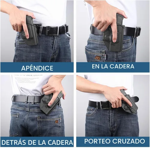 Vista 6 de Funda para Smith & Wesson M&P Shield 9 mm/.40 (M2.0)/9 mm Shield Plus, funda de pistola de 3.1" de pala, 360 grados ajustable, liberación