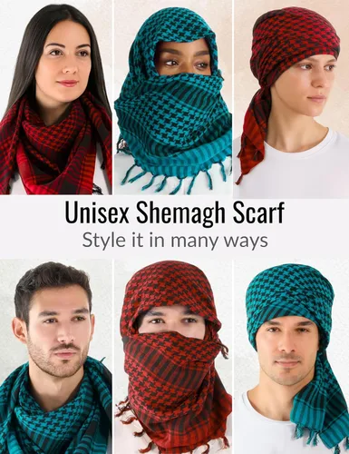 Vista 72 de LOVARZI Shemagh Cottons Arab Keffiyeh - Bufanda militar táctica para cabeza y cuello
