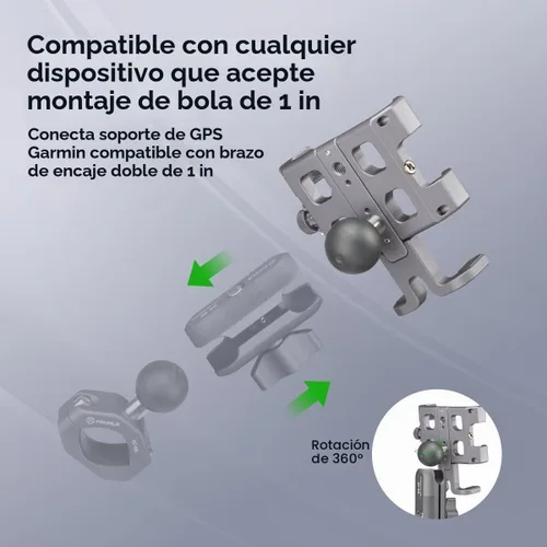 Vista 6 de FANAUE Soporte de teléfono para motocicleta con bola de 1 pulgada para scooter UTV/ATV, soporte para teléfono celular de bicicleta con brazo