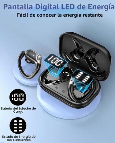 Vista 2 de Auriculares inalámbricos, Bluetooth 5.4 2026 deportivos, auriculares Bluetooth con micrófono ENC con cancelación de ruido, auriculares inalámbricos