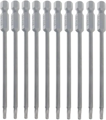 Vista 10 de Auniwaig Broca de llave Allen de cabeza hexagonal, vástago hexagonal de 1/4 de pulgada, punta hexagonal métrica S2 de acero, puntas magnéticas H2
