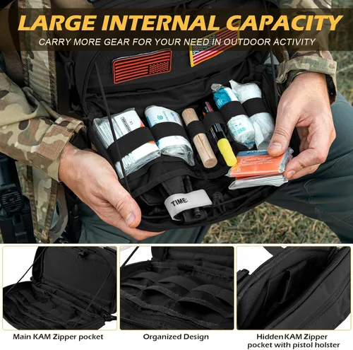 Vista 2 de Bolsa de pecho para hombre, mochila táctica para el pecho Molle con funda oculta para pistola