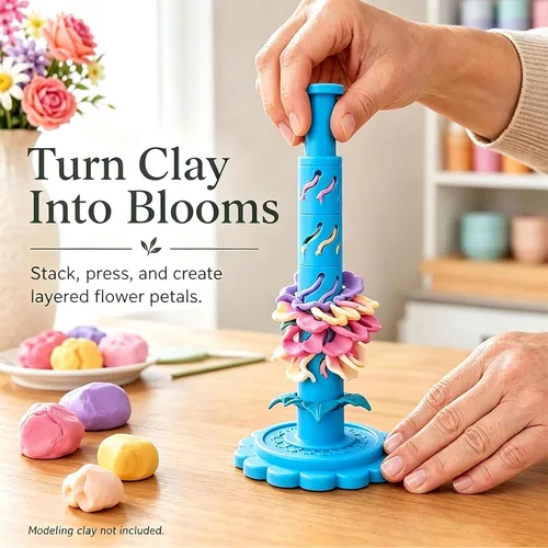 Vista 3 de Promted Flower Modular Clay Bloom Maker con 9 mangas moldeadoras Azul