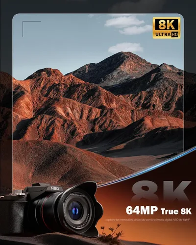 Vista 2 de NBD 8K 64MP Digital Cameras for Photography, 16X Optical Zoom,Dual-Lens