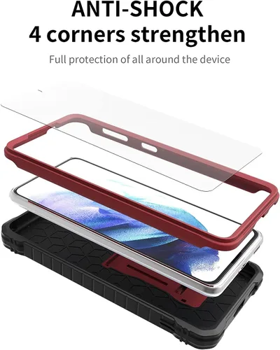 Vista 3 de Funda para teléfono Samsung Galaxy A12 5G [grado milimétrico a prueba de golpes] [1 protector de pantalla separado] con función atril, textura mate