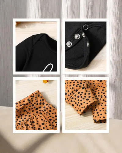 Vista 6 de KANGKANG Ropa de bebé recién nacida Hi I'm New Here, traje para recién nacido, mameluco para bebé, pantalones florales, lindos trajes de bebé niña