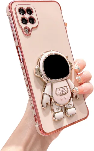 Vista 67 de phylla para Samsung Galaxy A12 Funda de Teléfono con Soporte Oculto de Astronauta Chapado en Oro de Lujo Lindo Astronauta Lateral Lindo