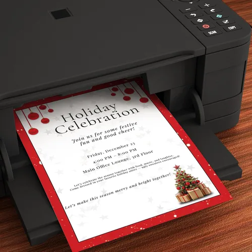 Vista 3 de Red Bulbs & Christmas Tree Stationery Paper – 80 hojas de membrete – Papel de impresora navideña de 8.5 x 11 pulgadas para cartas, invitaciones