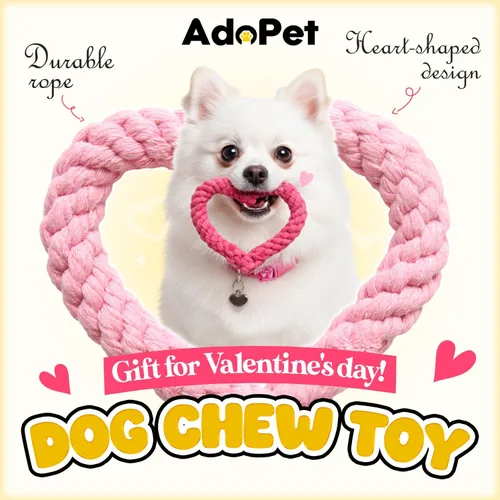 Vista 2 de Paquete de 5 juguetes de cuerda para perros con forma de corazón para masticadores agresivos, juego de juguetes duraderos de algodón para masticar