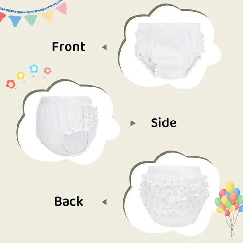 Vista 3 de Durio Bloomers para niñas pequeñas, fundas de pañales con volantes para niñas, lindos pantalones cortos de algodón para niñas