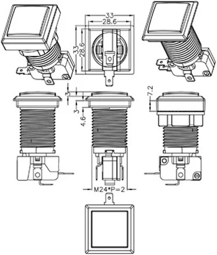 Vista 5 de EG Starts 10 pulsadores iluminados LED de forma cuadrada de arcade con microinterruptor para máquinas arcade, consolas de videojuegos, piezas de kit