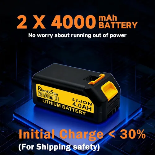 Vista 4 de Rhovixster - Taladro eléctrico inalámbrico de 20 V, 2 velocidades con par máximo de 30 NM, portabrocas sin llave de 3/8 pulgadas, kit