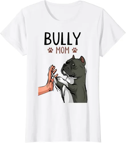 Vista 24 de American Bully Mom Cute Dog Mama Camiseta divertida para mujer, Blanco, S
