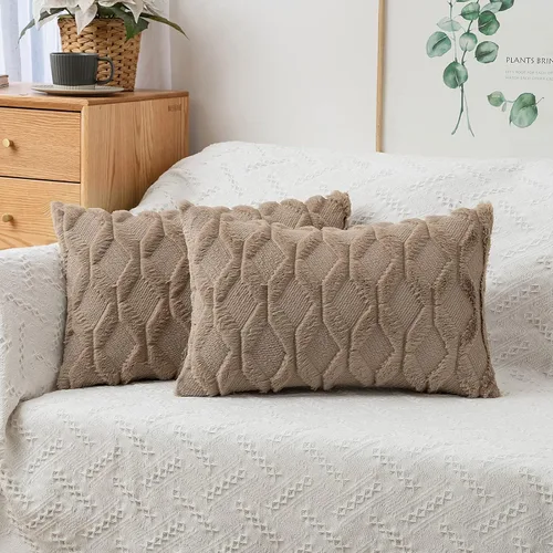 Vista 31 de MIULEE juego de 2 fundas de almohada de lana sintética, bordadas, para sillón, sofá, dormitorio, auto, fundas decorativas