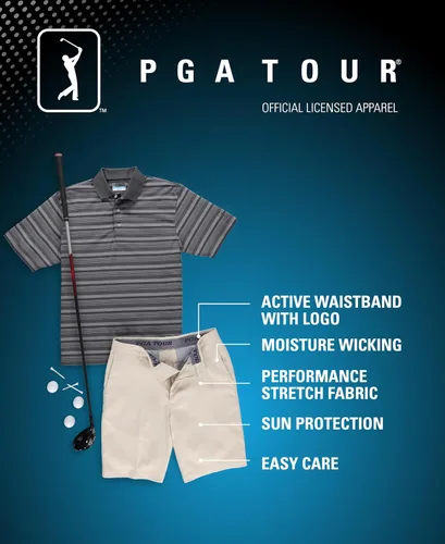 Vista 3 de PGA Tour - Pantalones cortos de golf para hombre con entrepierna de 9 pulgadas, cintura activa (Talla 30-44 Grande y Alto)