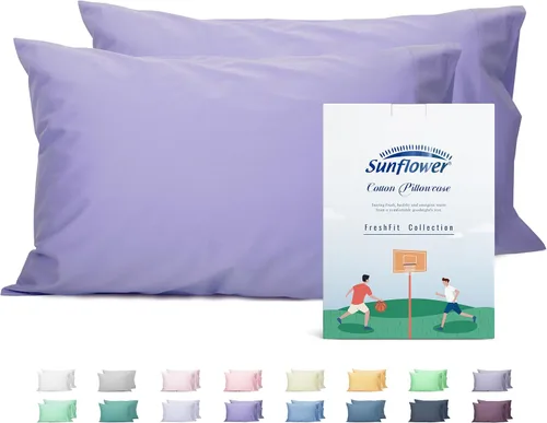 Vista 36 de Sunflower Juego de 2 fundas de almohada tamaño Queen, 100% algodón, 2 fundas de almohada Queen de 20 x 30 pulgadas, color ceniza, suaves