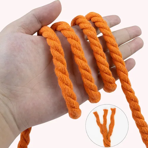 Vista 3 de Cuerda de macramé gruesa de 0.315 in x 32.8 pies, cuerda de algodón trenzada de algodón natural, 3 capas para colgar en la pared, para colgar