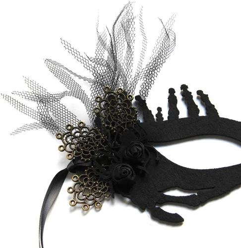 Vista 2 de LSHDXD Máscaras de Halloween, velo de encaje, máscaras de fiesta de bolas de malla, máscaras de araña de media cara