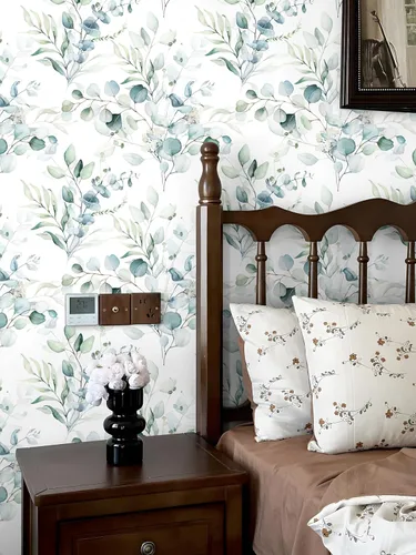 Vista 8 de Floralplus Papel tapiz autoadhesivo de hojas de eucalipto bohemio para baño, apto para inquilinos, papel tapiz extraíble, papel adhesivo adhesivo